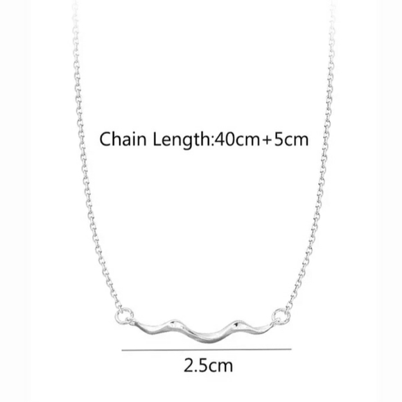 NEW 925 STERLING SILVER PLATED WAVE NECKLACE - Picture 4 of 5